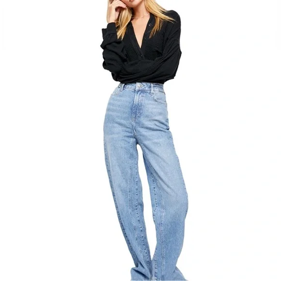 Free People Relaxed Straight Slouch Jeans - Picture 3 of 14
